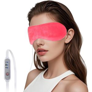Heated Eye Mask, Graphene USB Warm Compress for Dry Eyes, Blepharitis, Stye and MGD Relief, 3 Temperature Levels with Washable Cover, Adjustable Strap (Pink)