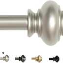 H.VERSAILTEX Window Curtain Rods for Windows 66 to 120 Inches Adjustable Decorative 3/4 Inch Diameter Single Window Curtain Rod Set with Classic Finials, Nickel