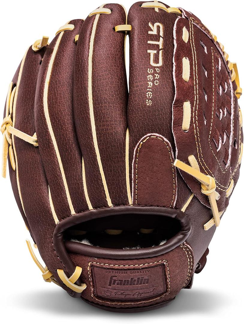 Franklin Sports Baseball Gloves - RTP Pro Adult + Kids Baseball Mitt - Outfield + Infield Gloves (10.0" - Closed Basket Web, Brown)