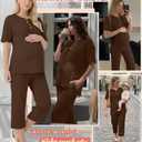 JoyMotion 2 Piece Maternity Outfit for Women, Coffee, Large