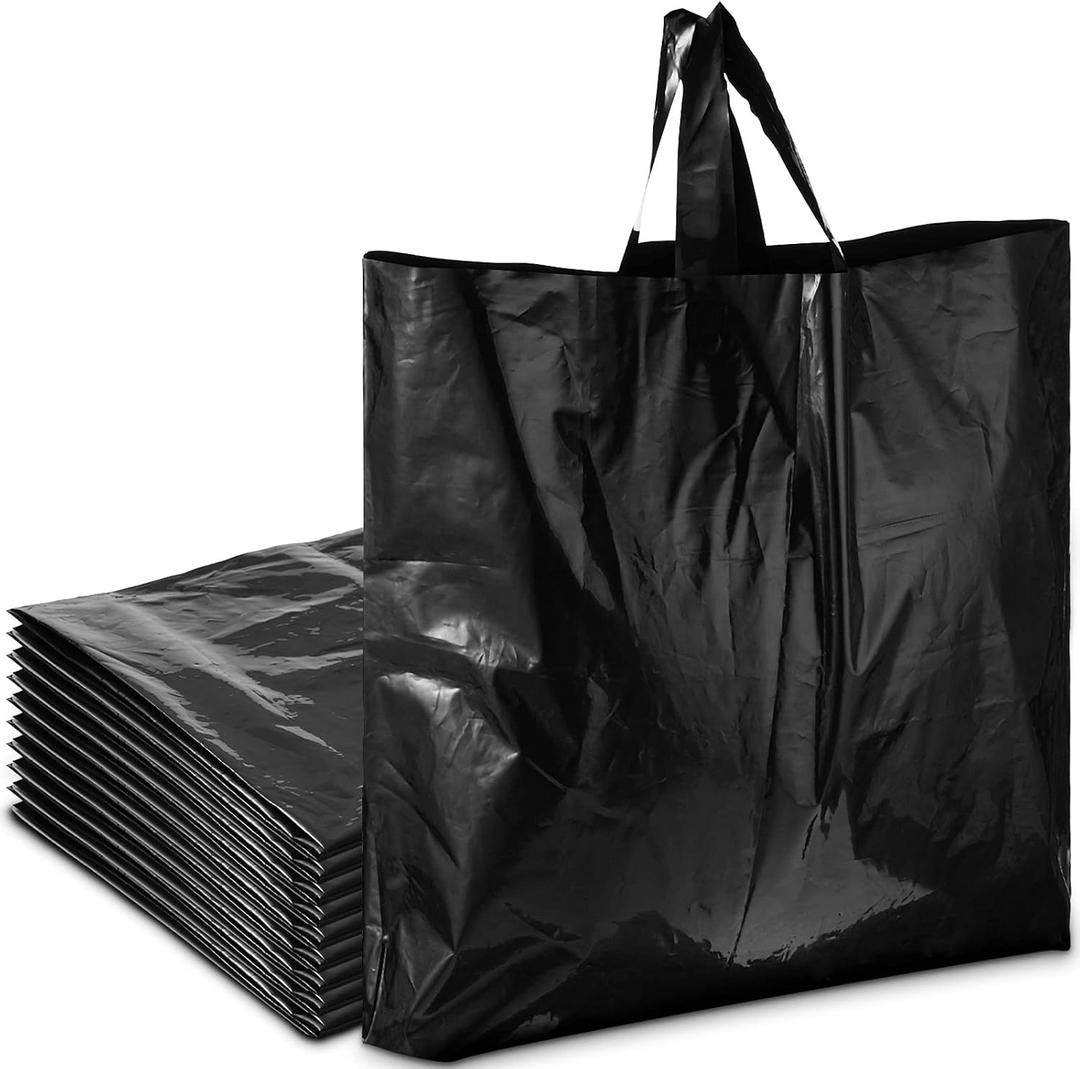 Zonon 80 Pcs 18"x14" Black Plastic Shopping Bags with Handles, 3.3 Mil Thick Boutique Shopping Bags Heavy Duty Package for Merchandise Retail Clothing Hoodies Grocery Store