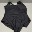 Leoparts Women's Retro Scoop Neck One Piece Swimsuits 80s/90s High Cut Low Back Bathing Suits Swimwear Black L