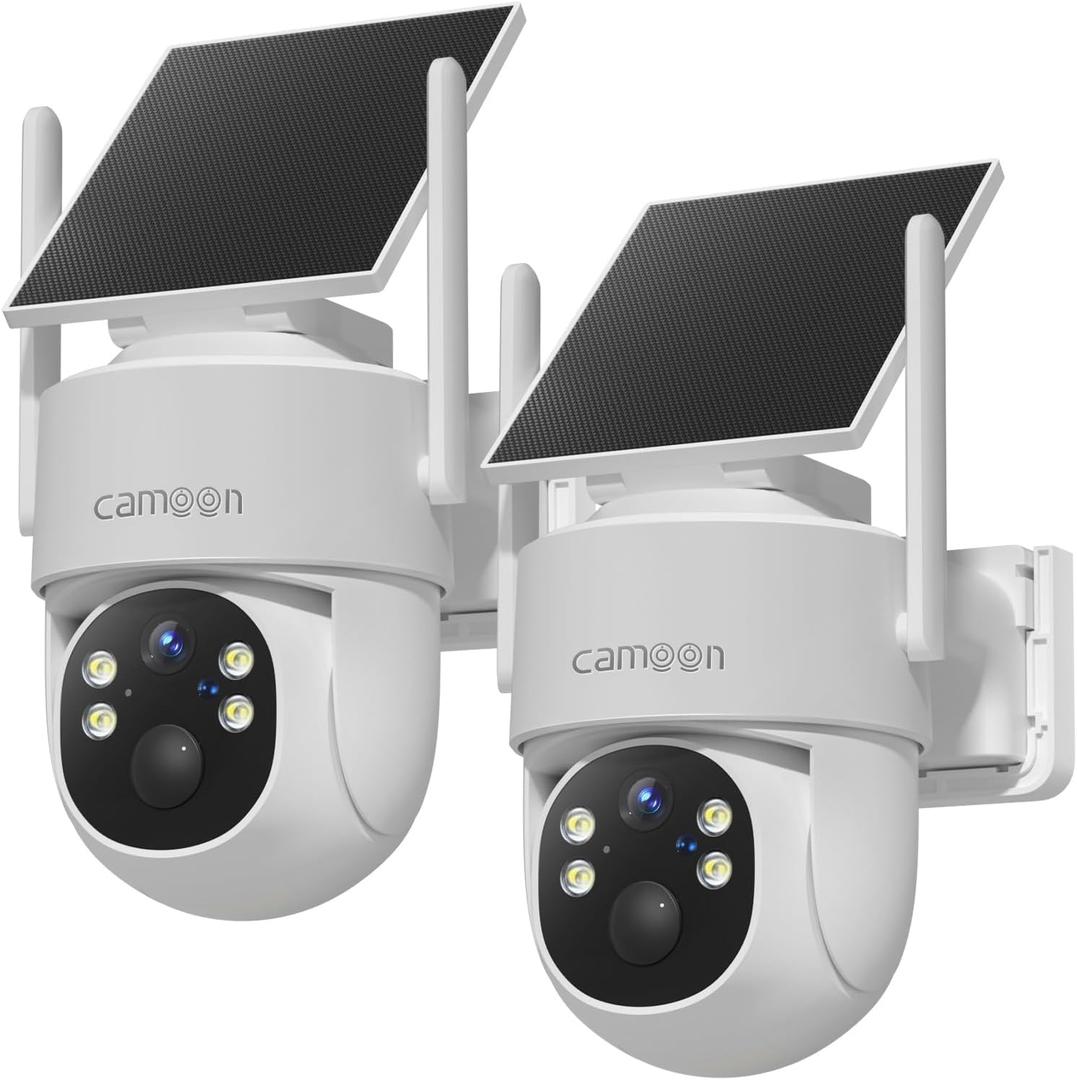 2K Solar Security Cameras Wireless Outdoor, 5/2.4Ghz WiFi Cameras for Home Security, Color Night Vision, Human Detection, Two-Way Audio, SD/Cloud Storage(2 Cameras)