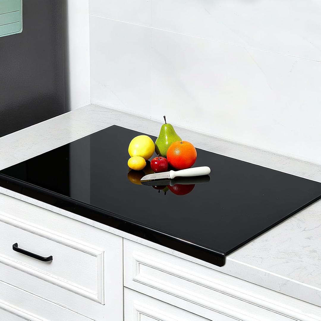 Wesiti Large Acrylic Cutting Board with Lip Non Slip 30"L x 20"W Black Cutting Board Chopping Acrylic Countertop Protector Cover Shatter Resistant for Home Restaurant Kitchen Sink Stove, 30.9"L x 21.7"W