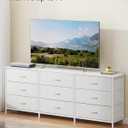 SONGMICS BELLAH Collection - Dresser for Bedroom, TV Stand for TVs Up to 70 Inches, Chest of Drawers for Living Room, Closet, Steel, 9 Drawers, Modern, Cloud White ULGS233WH02S