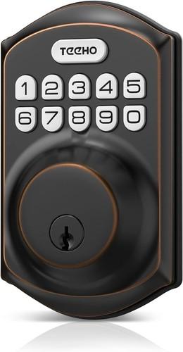 TEEHO TE001 Keypad Deadbolt, Oil Rubbed Bronze Weatherproof Keyless Entry