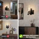 Battery Operated Wall Sconces, Rustic Wall Lights Sets of 2, Non-Hardwired Antique Kerosene Wall Lamps, Vintage Bedside Wall Sconces with Remote Control for Living Room, Bedroom, Hallway etc