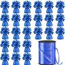 Yunsailing 24 Pcs Heavy Balloon Weights Metallic Anchor, 0.33 lb (5.3 oz) Each Table Weight and 1 Roll Iridescent Ribbon for Outdoor Wedding, Graduation, Birthday Party Decorations(Blue)