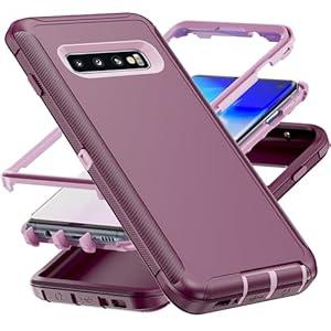 AYMECL for S10 Case, Galaxy S10 Case, [Military Grade] 3 in 1 Full Body Shockproof Dust/ Drop Proof Heavy Duty Protection Cover, for Samsung Galaxy S10 6.1 Inch, Pink+Wine Red