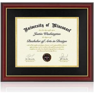 Minesaxel 15x18 Diploma Frames with 11x14 Black Mat Display Documents 11 x 14 or 15 x 18 without Mat, 14x11 Cherry Red Frame for Wall Mounting