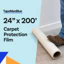TapeManBlue Carpet Protection Film 24" x 200' roll, Self Adhesive Plastic Carpet Protector Film with Clean Removal & Easy Unwind, Durable Protection Tape to Shield Your Surface from Dirt and Spills