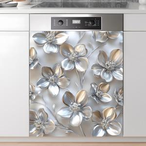 Dishwasher Magnet Sticker Cover Panel Decal Refrigerator Magnetic Sticker Decorative for Kitchen Decoration,Fridge Door Cover,Home Appliances Decor Stickers 23.03"x25.59", 23"x26"