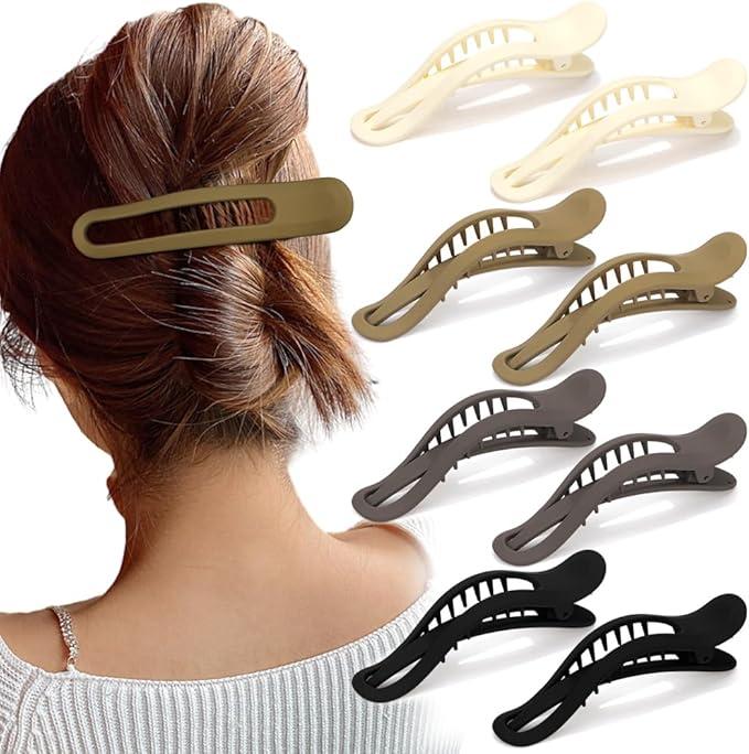 Large Duck Billed Hair Clips, Ahoney 12 Pack Alligator Hair Clips Hair Barrettes for Women Thick Hair Flat Hair Clips Duck Clips Slide Hair Clips Matte Finish Hair Accessories for Women (Neutral)