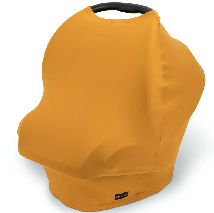 Breathable Nursing Cover Up and Car Seat Cover for Babies Simka Rose - Breastfeeding Cover for Baby Boy & Girl - Adjustable Stretchy Infant Carseat Canopy Carrier Cover for Summer - Must Have Registry (Black)