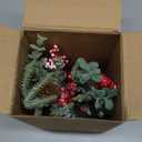 Small Christmas Tree Tabletop Artificial Mini Christmas Tree Decorations with Holiday Ornaments Red Berry Pine Cone Greenery for Home Indoor Fireplace Mantel Xmas Decor (Tree Stump-Red)