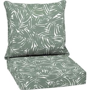 Arden Outdoor Deep Seat Cushion Set, 24 in x 24 in, Weather-Proof, Rain-Proof, Fade Resistant Patio Cushion for Chair, Sofa, and Couch Sage King Palm (1 Pack)