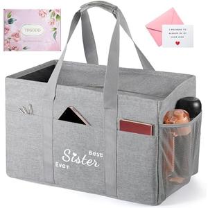 TRSODD Mothers Day Gifts for Sister Friends Birthday Gifts for Her Reusable Grocery Bags Foldable 10 Gallon Extra Large Utility Tote Bag, Set Of 2