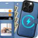 OCASE for iPhone 16 Pro Case Detachable Wallet Case with Card Holder, 2 in 1 Pu Leather Flip Folio with RFID Blocking Stand Wrist Strap Shockproof Phone Cover 6.3 Inch 2024, Light Blue