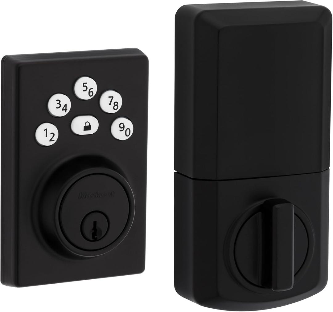 Kwikset Powerbolt 240 5-Button Keypad Matte Black Contemporary Electronic Deadbolt Door Lock, Featuring Convenient Keyless Entry, Customizable User Codes and Auto-Locking