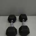 Titan Fitness 15 LB Pair Rubber Coated Hex Dumbbells, Roll-Resistant Hexagonal Free Weights, Chrome-Coated Handles with Knurling, Strength Training Equipment