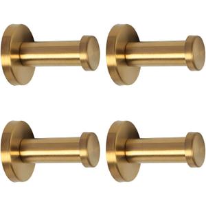 Bathroom Towel Hooks, 4 Pack Round Coat Hooks, Sturdy Wall Mounted Robe Hook, SUS 304 Stainless Steel Heavy Duty Clothes Hanger, Wall Towel Hooks for Bathroom Bedroom Kitchen(2 in, Gold)