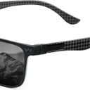 Carbon Fiber Polarized Sunglasses for Men Trendy Driving Sunglasses Shady Sun Glasses with UV Protection (Gunmetal Frame/Black Lens)
