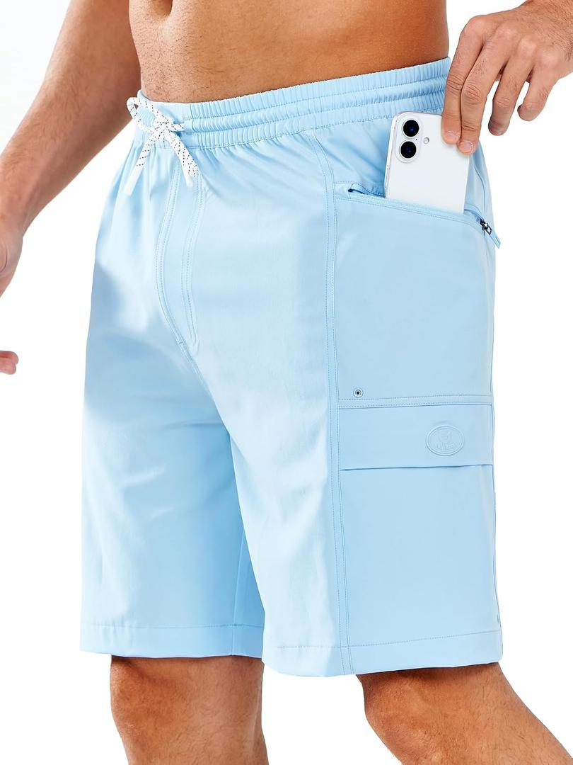 NORTHYARD Mens Swim Trunks Board Shorts 9 Inch Bathing Suit Swimwear Quick Dry Beach Short with Zipper Pocket - No Mesh Liner (Blue, XXXL)