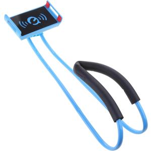 Cellphone Stand Hanging On Neck Upgraded Hands Mobilephone Holder Clip On Bed/Table Lazy Cellphone Mount (blue)
