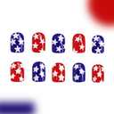 Independence Day Press On Nails Short Square Fake Nails 4th Of July With Star Design Full Cover Artificial Acrylic Nails Glossy Red Glue On Nails Blue Stick On Nails For Women 24pcs