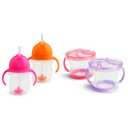 Munchkin Happy Snacker Toddler Cups and Snack Containers - 7oz Any Angle Weighted Straw Trainer Cup and 9oz Snack Catchers, Purple/Pink