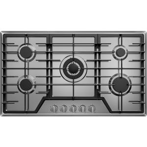 36 Inch Gas Cooktop 5 Sealed Burners, Stainless Steel Drop-in Stovetop Dishwasher Safe Cast Iron Grates, NG/LPG Convertible, 38K BTU