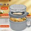 28 oz Soup Bowl with Handles, Microwave Ramen Bowl with Lid for Soup and Instant Noodles,Oatmeal, Gumbo, Salad,BPA Free (Rock Grey)