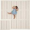 CHILDLIKE BEHAVIOR XXL Baby Play Mats, 72”x72” Puzzle with 9 Foam Tiles, Crawling Mat with Interlocking Tiles, 24”x24” Puzzle Mat Pieces, Neutral Playmat for Toddlers & Infants Play Pen - Beige