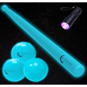 Glow in The Dark Plastic Baseball Bat Set w/UV Light