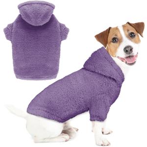 Fuzzy Dog Sweaters for Dogs Dog Hoodie Sweater Clothes Warm Soft Cozy Pet Coats Hooded Sweatshirt Pet Hoodie(Purple-M)