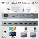 KCEVE KVM Switch 2 Monitors 2 Computers USB C, KVM Switch USB-C for 2 Laptops Sharing 2 Monitors and 4 USB3.0 Devices, 4K@60Hz, 100W PD, MST, Wired Remote(4K USBC HDMI 2 in 2 Out KVM)
