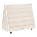 ECR4Kids Double-Sided Mobile Book Display, Classroom Bookshelf, White Wash