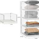 Vaela 4 Pack Stackable Closet Organizers and Storage Shelves,Transparent Multifunctional &Foldable Sweater Storage for Closet, Bathroom, Kitchen, Cupboard, Laundry Room, and Office