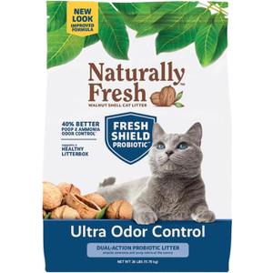 Naturally Fresh Cat Litter Made From Walnut Shells, Multi-Cat, Ultra Odor Control, Unscented, Upcycled, Sustainable, 26 Lbs