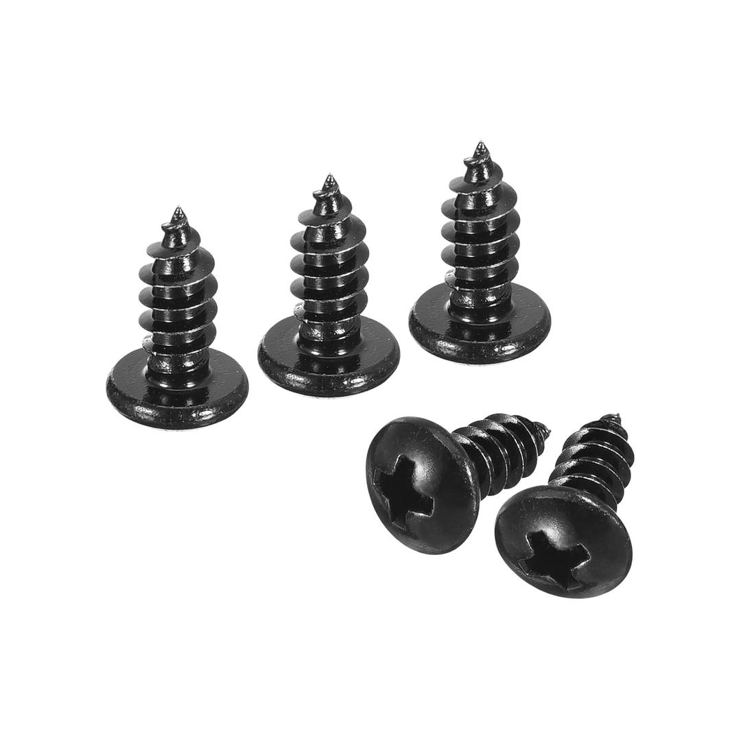 uxcell 5mm x 12mm Phillips Pan Head Self-Tapping Screw, 50pcs - 304 Stainless Steel Round Head Wood Screw Full Thread (Black)