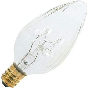 Satco S3360 120V Candelabra Base 15-Watt F10 Flame Bulb, Clear, Pack of 3