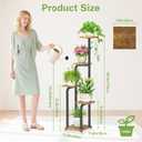 iDavosic.ly Tall Plant Stand Indoor, 4 Tier Corner Multiple Flower Holder Shelf with Wooden Trays, Space Saving Display Rack for Living Room Balcony Patio Porch Outdoor | Black & Brown