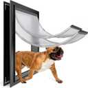 Aluminum Large Dog Door for Exterior Doors, Cutout Size 12.2''W x 18''H, Heavy Duty for Extreme Weather, Energy-Saving, Easy to Assemble, Dog Door for Dogs Up to 100 lbs, Lockable Black (L)