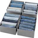 Jeans Drawer Organizers for Clothing, 5 Compartment Wardrobe Storage Box, Washable Clothes Organizer for Folded Clothes, Jeans, Pants, Leggings, t-shirts(Grey)