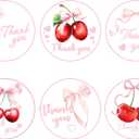 600 Pcs 2 Inch Pink Bow Thank You Stickers, 6 Styles Coquette Thank You Labels Roll for Girl Baby Shower, Cute Pink Bow Adhesive for Wedding Birthday Business Party Decoration Favors