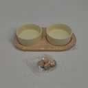 Ceramic Elevated Cat Food and Water Bowl, Kitty Bowl, Raised Cat Feeder with Stand (5.1 in, 2 x Beige)