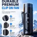 Mini Clip On Handheld Cooling Fan, 17000RPM 5 Speed Small Belt Fan with Ice Cooling Plate, Long Battery & LED Display, Portable Pocket Waist Fan for Travel Camping Hiking, Gifts for Men Women(Black)