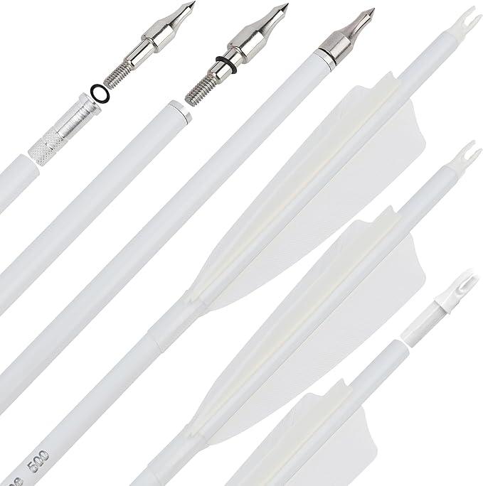 31" Carbon Arrows Fluorescence Color Archery Hunting Arrows 500 600 Spine with Feather Fletched Target Practice Arrows for Archery Compound & Recurve & Long Bow 12pcs Spine 500