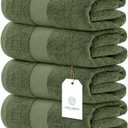 White Classic Luxury 4-Piece Large Bathroom Towel Set - 700 GSM Cotton Ultra Soft Towels 27x54 | High Absorbency & Quick Dry | Hotel Plush Dark Green Towels (12: Forest Green)
