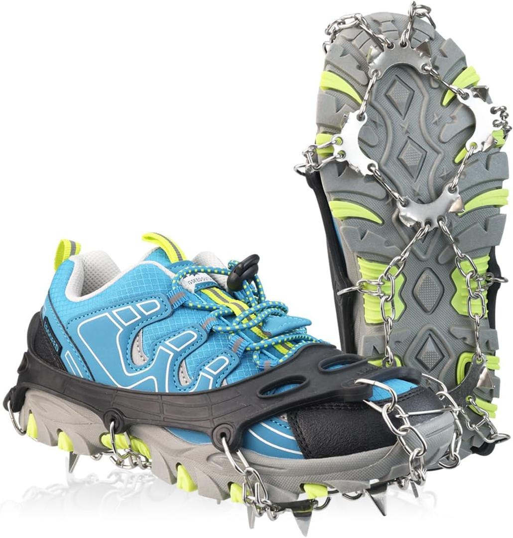 Ice Cleats for Kids, Kids Crampons for Hiking Boots & Shoes, Stainless Steel Anti-Slip Kids Snow Cleats, Ice Snow Grips for Toddlers, Kids and Youth Fishing, Walking, Hiking & Climbing (S(1.5 Little Kid-4 Big kid))